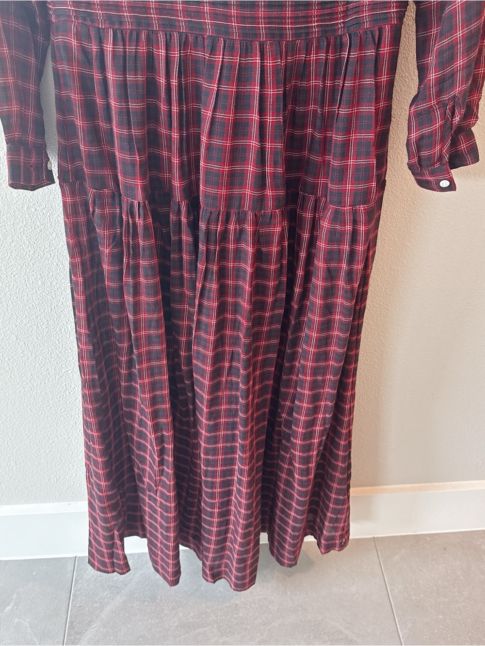 NWOT DÔEN Annika Dress Rouge Countryside Plaid - Picture 10 of 11